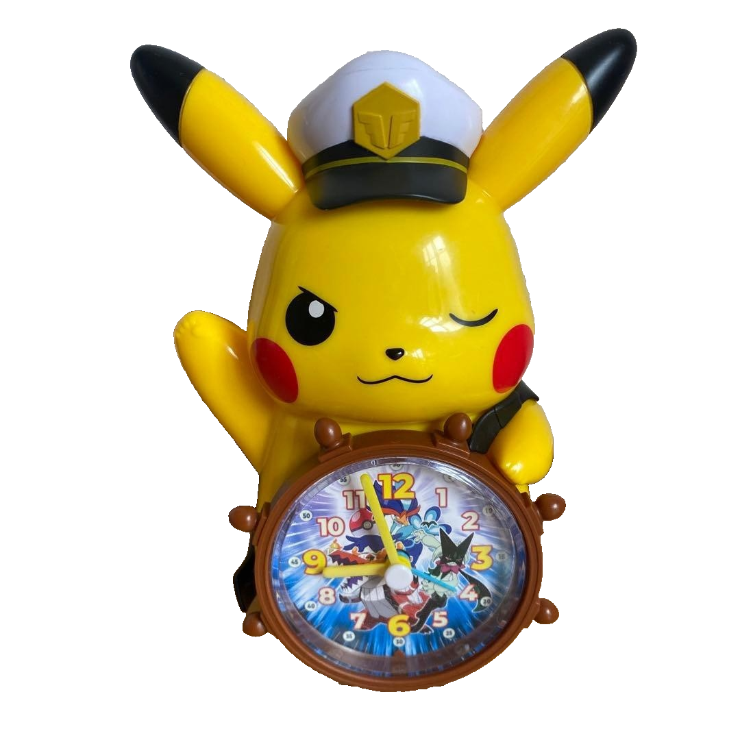Pokemon Captain Pikachu Alarm Clock DX Voice Light Rare Japan Bonus w/Manual0