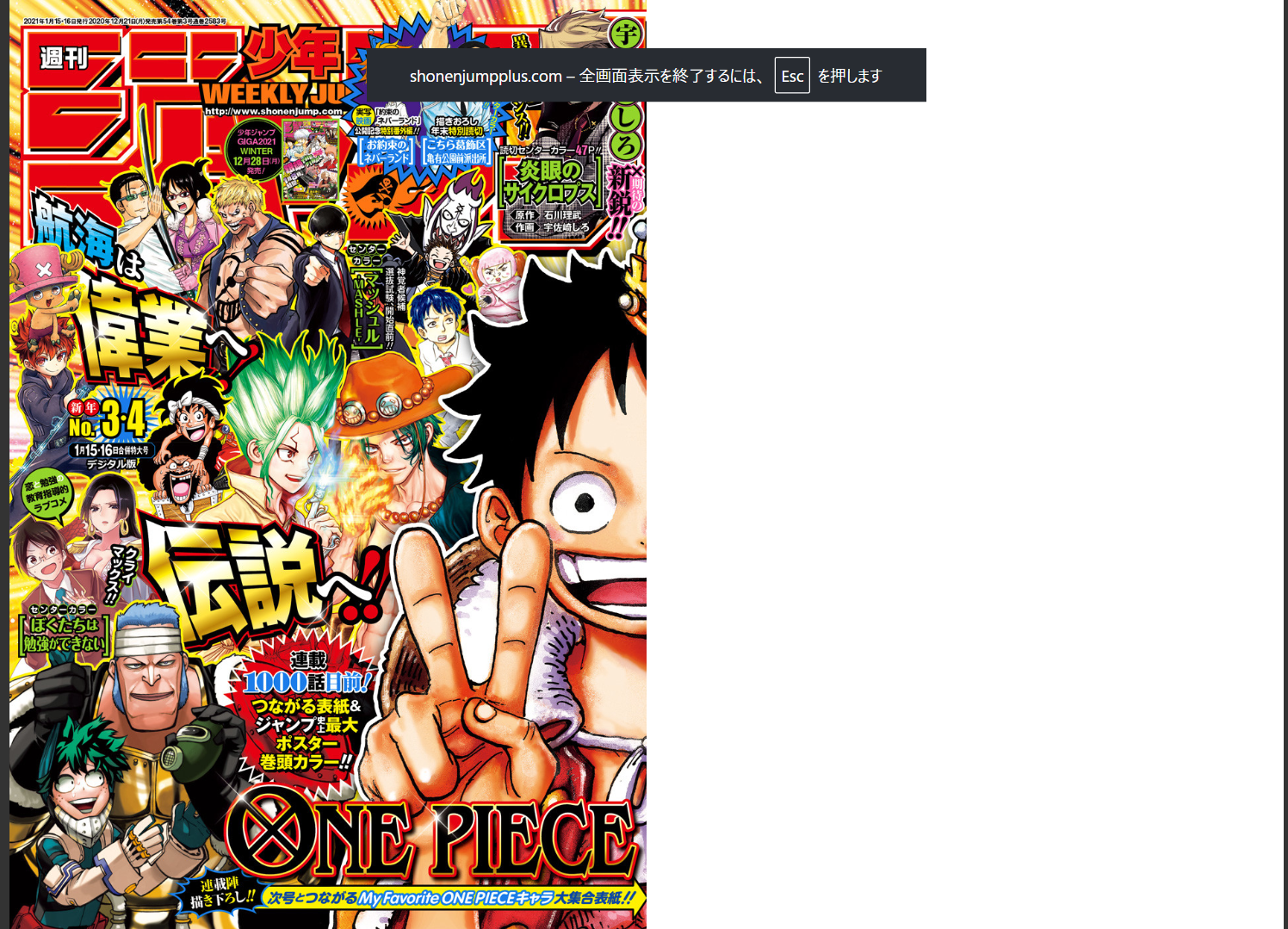 Weekly SHONEN JUMP 2021 No.3-4 & 5-6 One Piece commemorative big poster included5