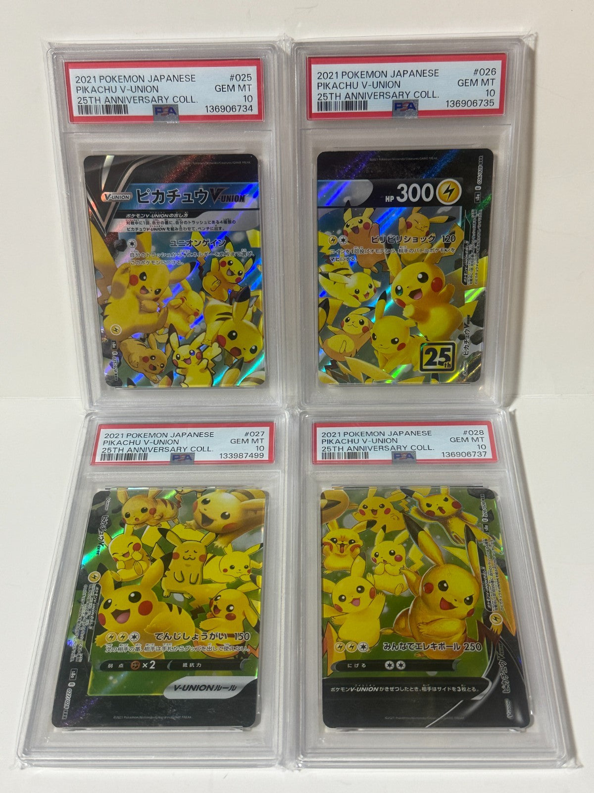 Pokemon Pikachu V-Union 25th Anniversary PSA 10 Japanese #025-028 Set From JAPAN0
