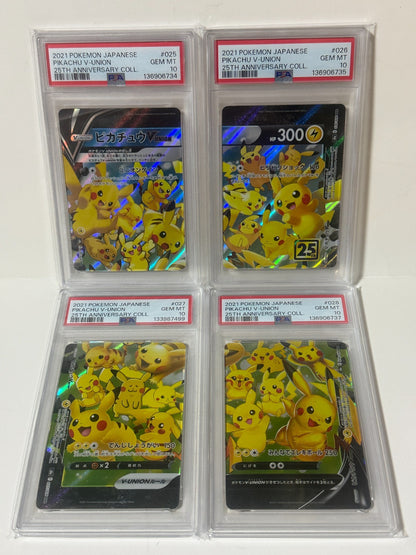 Pokemon Pikachu V-Union 25th Anniversary PSA 10 Japanese #025-028 Set From JAPAN0