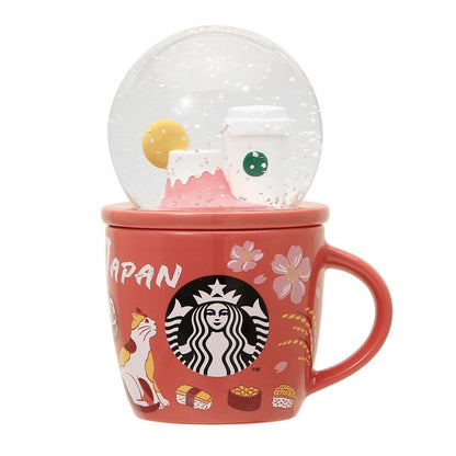 Starbucks Japan Collectible Snow Globe & Mini Mug 89ml Limited Sakura Mt. Fuji0