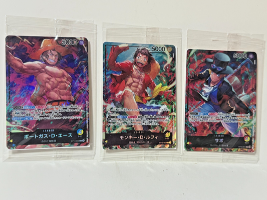 One Piece TCG Leader 5000 Trio: Portgas D. Ace, Monkey D. Luffy & Sabo JAPAN0