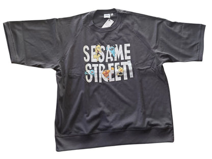SESAME STREET x GU T-shirt Dark Gray Half Sleeve Ribbed XL size From JAPAN
