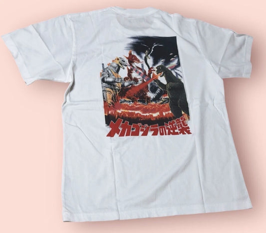 GODZILLA x Uniqlo Mechagodzilla T-shirt regular crew neck White XL size JAPAN