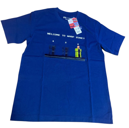 SUPER MARIO BRO. Uniqlo 2025 T-shirt regular Clay pipe Blue Size L From JAPAN