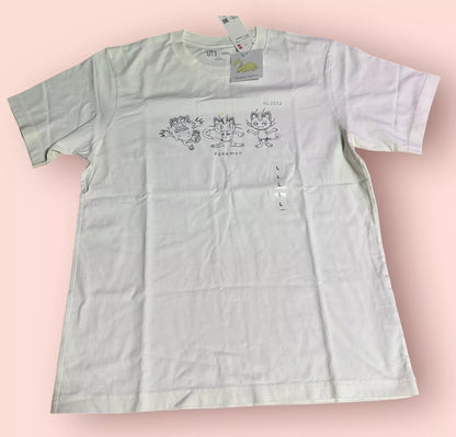 UNIQLO 2025 Pokémon Sketch Design No.0052 Meowth M size Off-White From JAPAN