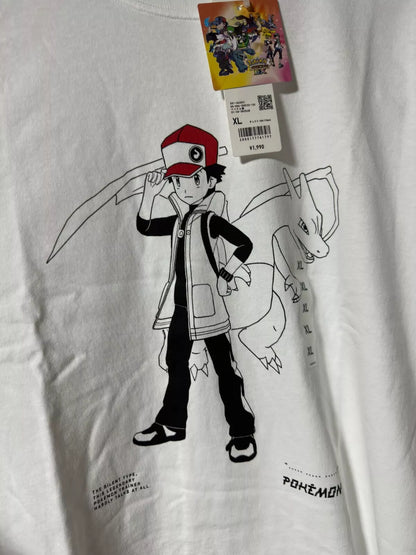 UNIQLO Pokemon Masters Trainers EX T-shirt Oversize Fit XL size White JAPAN