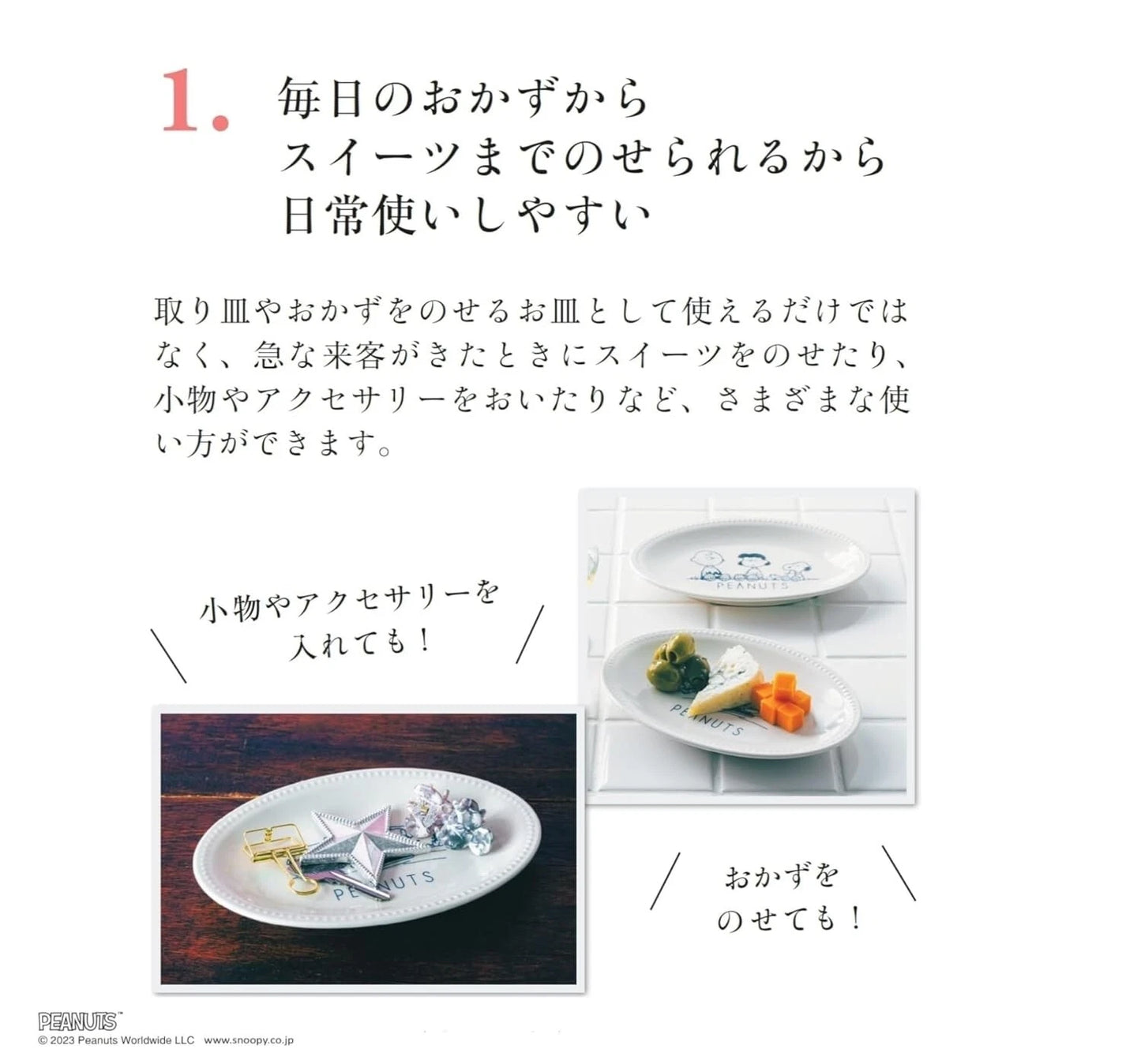 Cookpad-Plus Winter issue Magazine set of 2 Snoopy Porcelain Oval Plate JAPAN