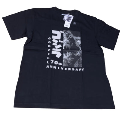 GODZILLA x Uniqlo 70th Memorial T-shirt regular crew neck Black XL size JAPAN