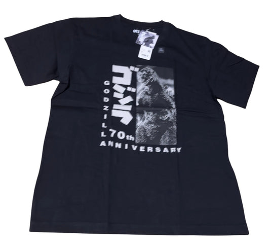 GODZILLA x Uniqlo 70th Memorial T-shirt regular crew neck Black XL size JAPAN