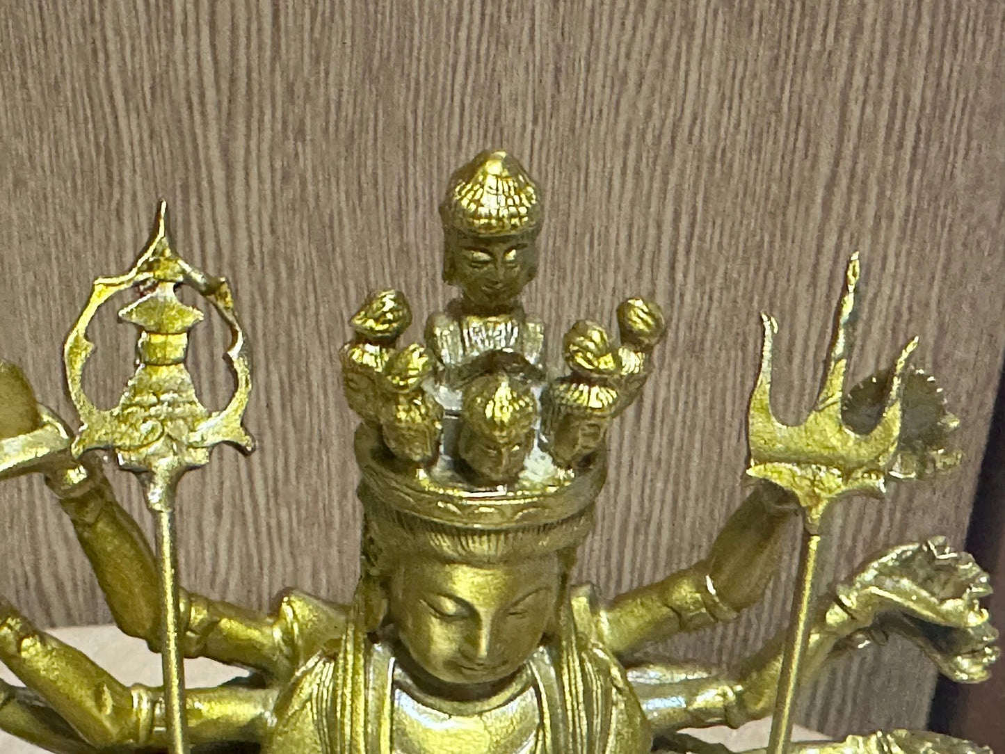 Thousand-Armed Kannon Bodhisattva Buddhist carving 9.8in Brass From JAPAN
