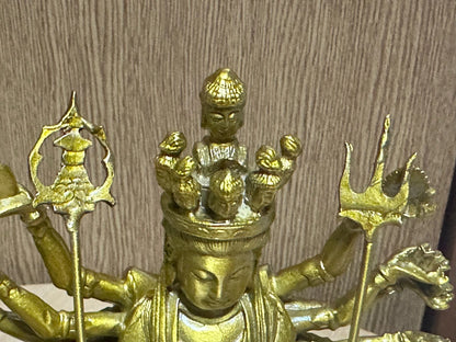 Thousand-Armed Kannon Bodhisattva Buddhist carving 9.8in Brass From JAPAN