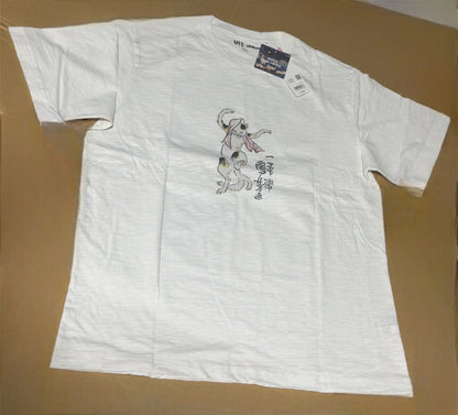 UNIQLO 2024 Ukiyoe Dark Fantasy Japanese Art T-shirt White Size XL From JAPAN