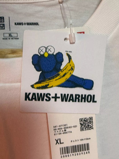UNIQLO x KAWS Andy Warhol T-shirt White Banana Size XL (US L) From JAPAN