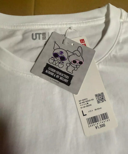 UNIQLO Sanrio KUROMI & MY MELODY T-shirt Oversize Fit L size White From JAPAN
