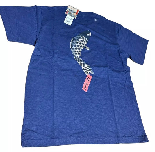 UNIQLO 2024 Ukiyoe Japanese Carp design T-shirt Navy Size L From JAPAN