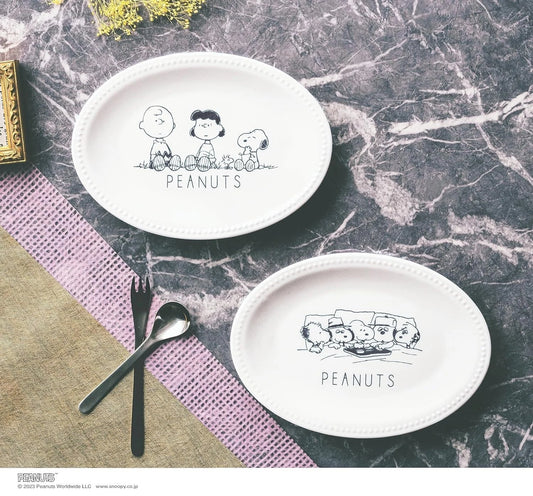 Cookpad-Plus Winter issue Magazine set of 2 Snoopy Porcelain Oval Plate JAPAN