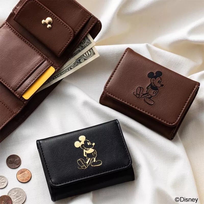 Disney MICKEY Gift Tri-fold wallet Synthetic leather " BROWN " Limited JAPAN