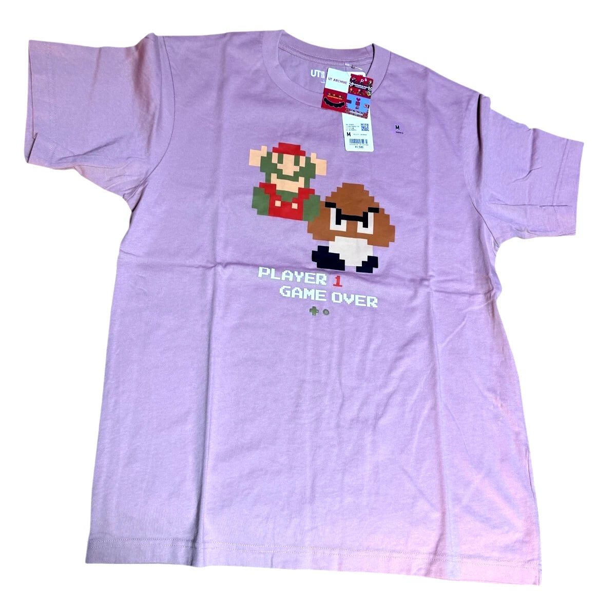 SUPER MARIO BRO. Uniqlo 2025 T-shirt regular Game Over Pink Size M From JAPAN