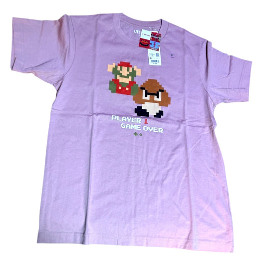SUPER MARIO BRO. Uniqlo 2025 T-shirt regular Game Over Pink Size M From JAPAN
