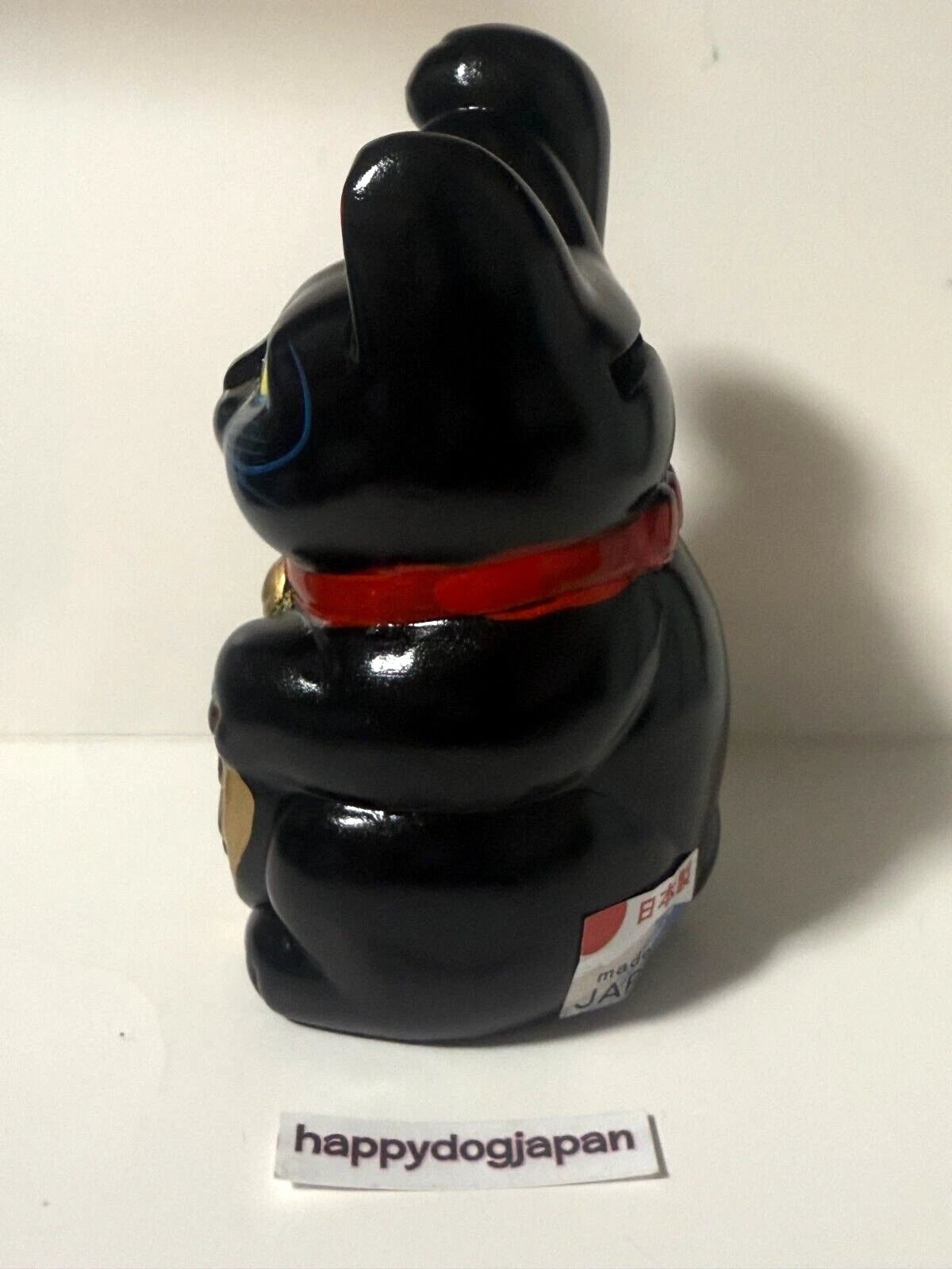 JAPANESE Lucky Cat Seto were 千万両 Long-Handed Black Cat (Right) 5.1 in Piggy Bank