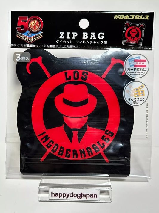 NEW JAPAN PRO-WRESTLING 50th Anniversary Zip Bag 3piece die cut film L･I･J JAPAN