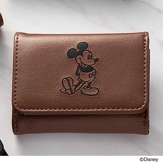 Disney MICKEY Gift Tri-fold wallet Synthetic leather " BROWN " Limited JAPAN