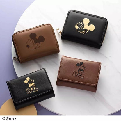 Disney MICKEY Gift Tri-fold wallet Synthetic leather " BROWN " Limited JAPAN