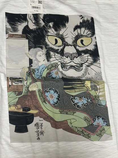 UNIQLO 2024 Ukiyoe Dark Fantasy Japanese Art T-shirt White Size L From JAPAN