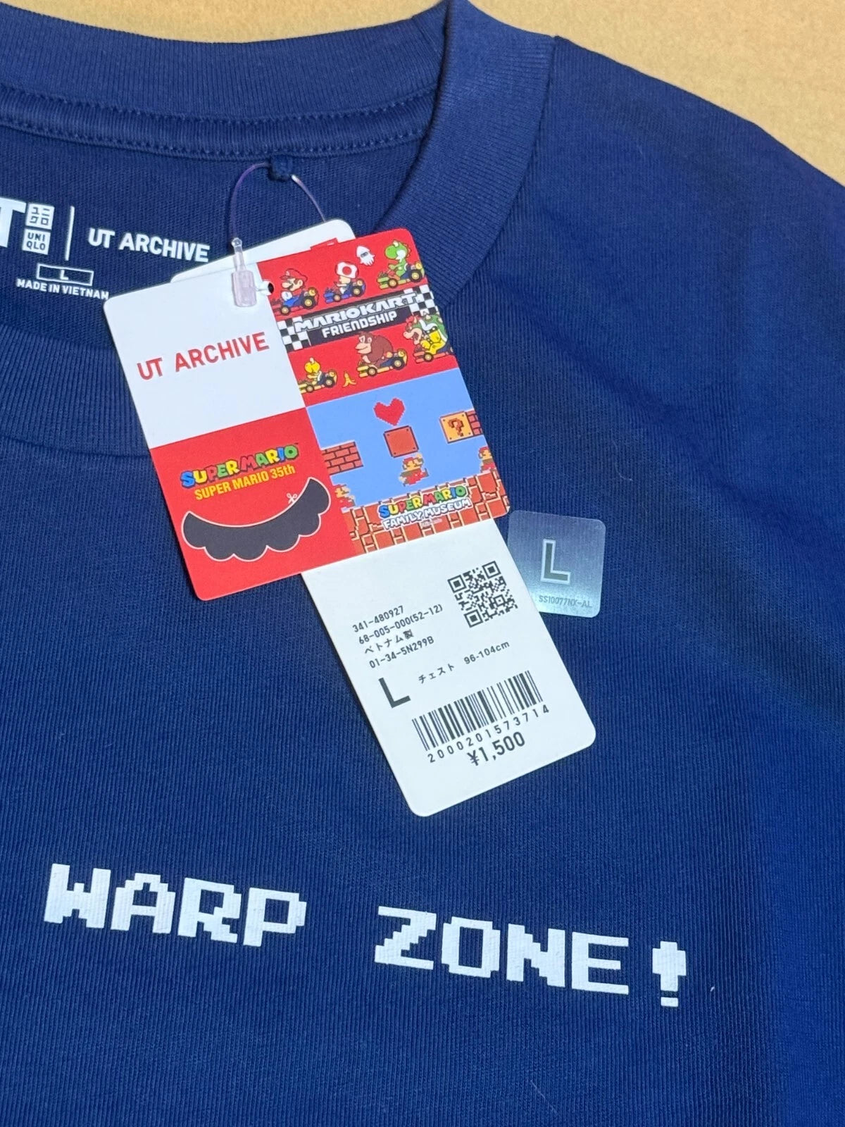 SUPER MARIO BRO. Uniqlo 2025 T-shirt regular Clay pipe Blue Size L From JAPAN