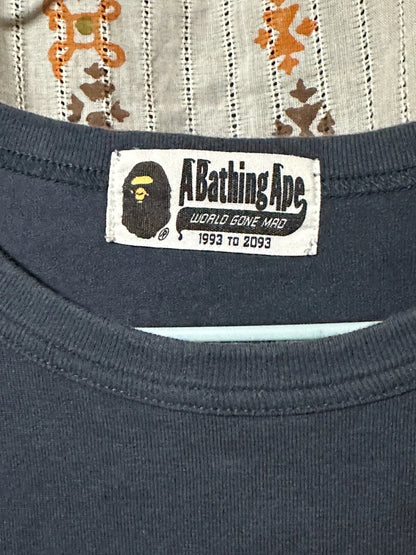 A Bathing Ape World Gone Mad Barely-used Black T Shirt Front Logo BAPE JAPAN