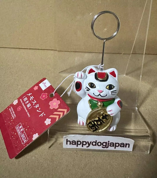 DAISO Japanese LUCKY CAT Memo Stand Desktop Figure Ornament Maneki-Neko JAPAN