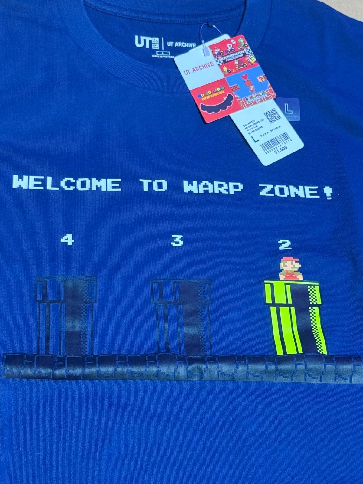 SUPER MARIO BRO. Uniqlo 2025 T-shirt regular Clay pipe Blue Size L From JAPAN