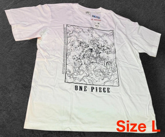 ONE PIECE x Uniqlo 2025 T-shirt regular crew neck Luffy & Ace L size From JAPAN