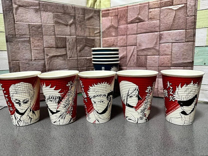 JUJUTSU KAISEN Official Red & Blue Paper Coffee Cups LIMITED Family-Mart JAPAN