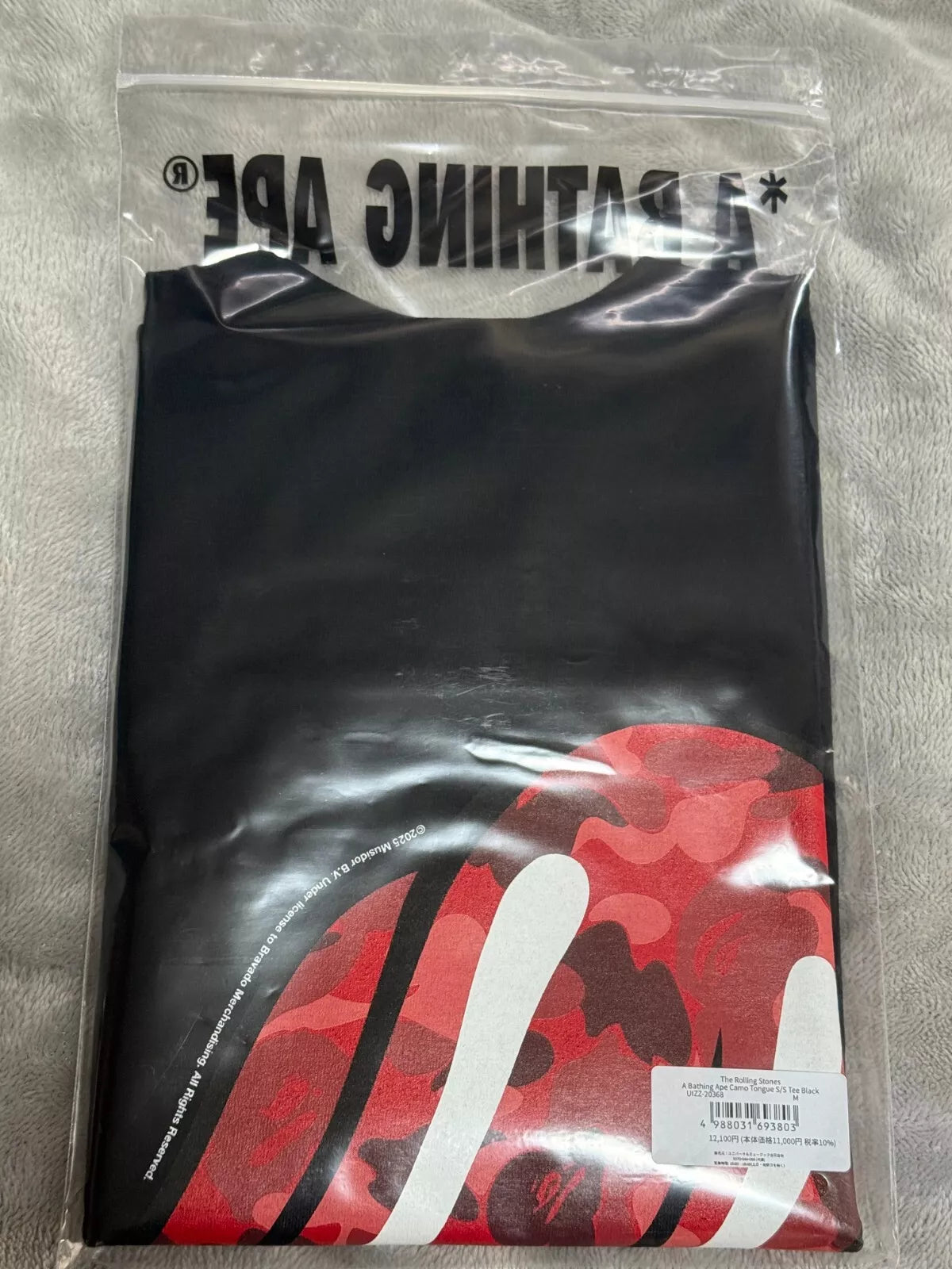 The Rolling Stones x A Bathing Ape Collaboration T-shirt Camo Tongue M JAPAN