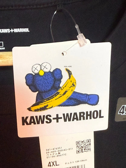 UNIQLO x KAWS Andy Warhol LIMITED T-shirt Black Size 4XL (US 3XL) From JAPAN