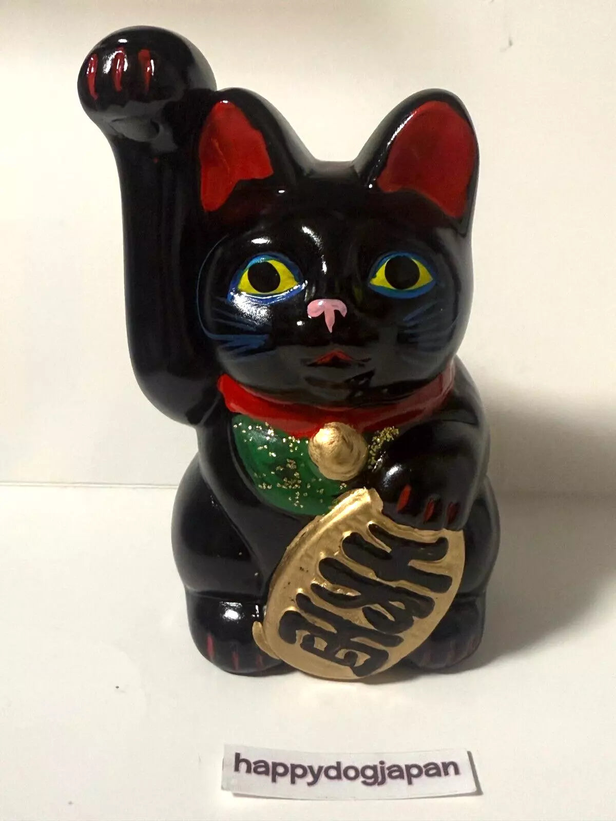 JAPANESE Lucky Cat Seto were 千万両 Long-Handed Black Cat (Right) 5.1 in Piggy Bank