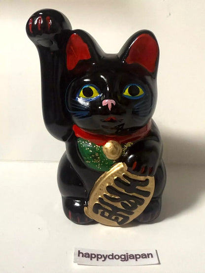 JAPANESE Lucky Cat Seto were 千万両 Long-Handed Black Cat (Right) 5.1 in Piggy Bank