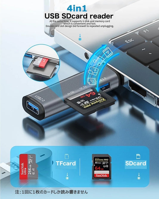 4 in 1 Type-C USB 3.0 OTG Adapter SD/TF Card Reader For PC Android Phone JAPAN