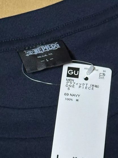 ONE PIECE x GU TV 25th Anniversary TRAFALGAR-LAW T-shirt Navy L Size From Japan