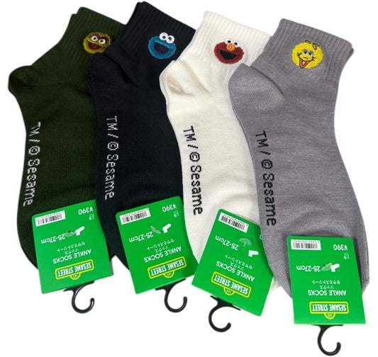 SESAME STREET x GU Size 25-27 cm UNISEX SOCKS 4p Navy Gray Green White JAPAN