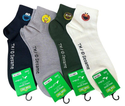 SESAME STREET x GU Size 27-29 cm UNISEX SOCKS 4p Navy Gray Green White JAPAN