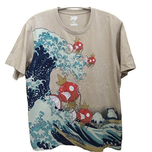 POKEMON Magikarp Hokusai Uniqlo T-Shirt M size Short Sleeve Crew Neck JAPAN