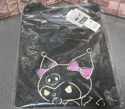 UNIQLO Sanrio KUROMI & MY MELODY T-shirt Oversize Fit XL size Dark Gray JAPAN