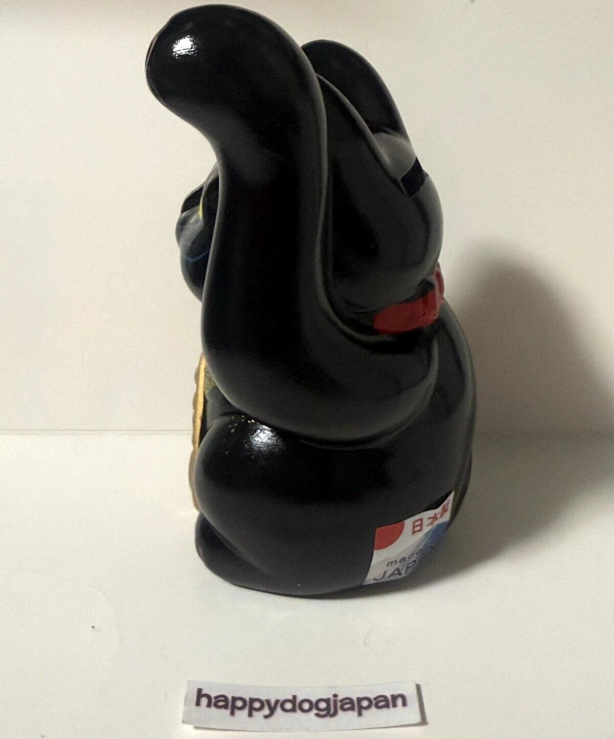 JAPANESE Lucky Cat Seto were 千万両 Long-Handed Black Cat (Left) 5.1 in Piggy Bank