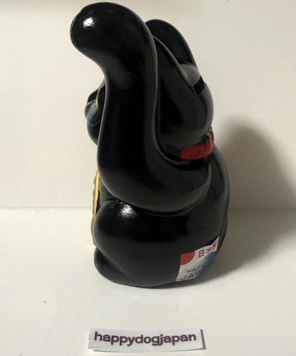 JAPANESE Lucky Cat Seto were 千万両 Long-Handed Black Cat (Left) 5.1 in Piggy Bank