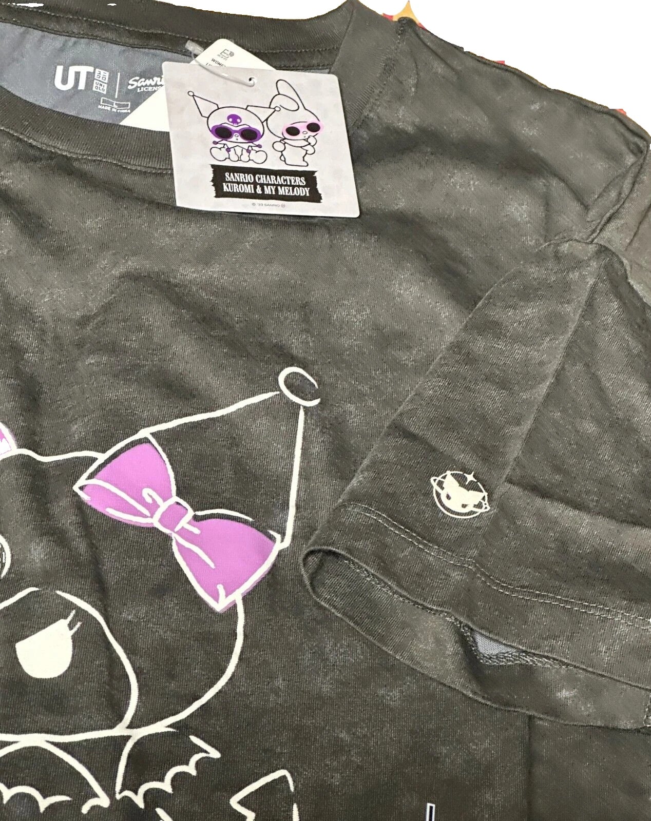 UNIQLO Sanrio KUROMI & MY MELODY T-shirt Oversize Fit S size Dark Gray JAPAN