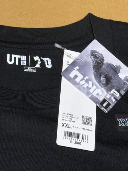 GODZILLA x Uniqlo 70th Memorial T-shirt regular crew neck Black XXL size JAPAN