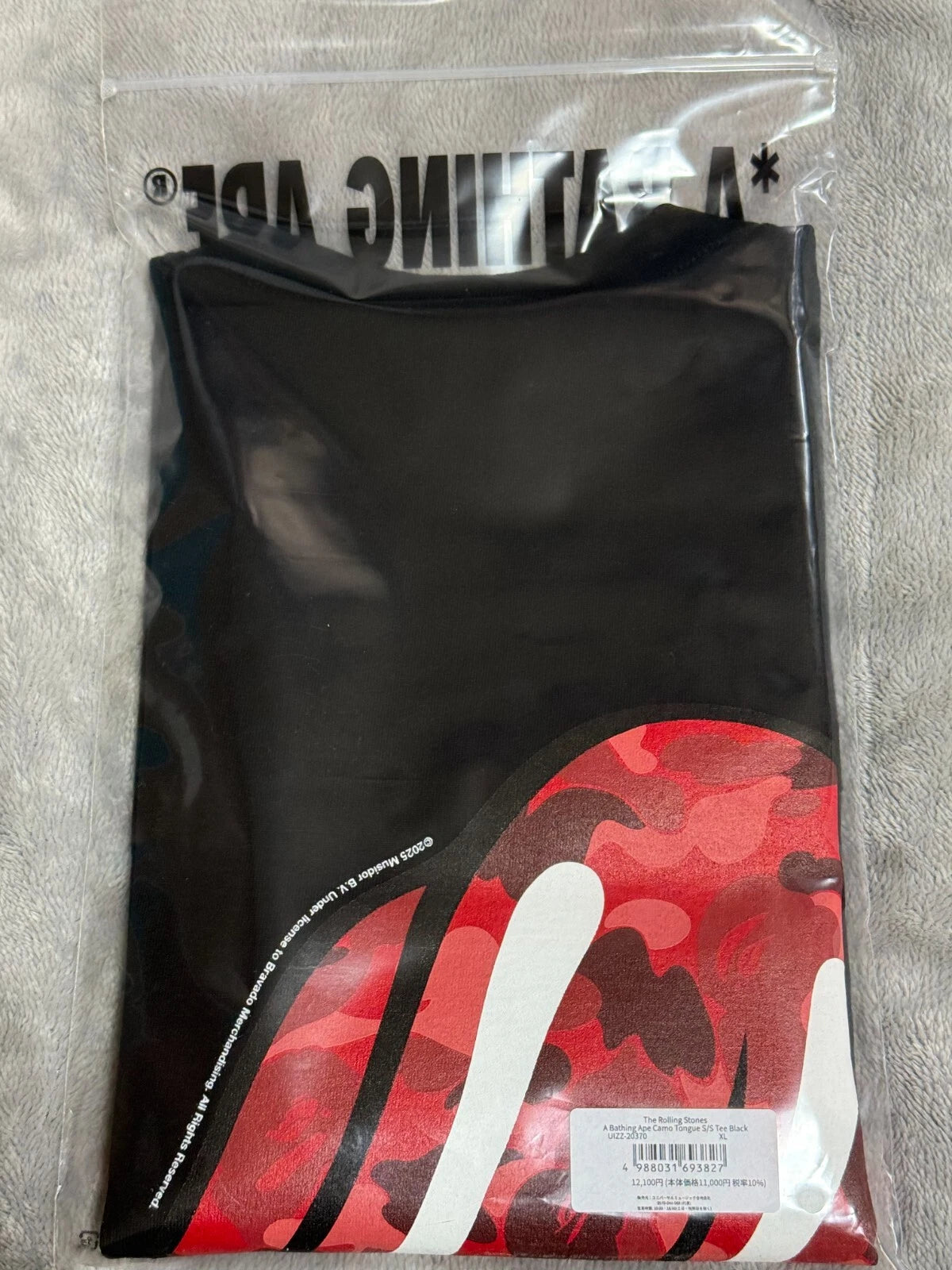 The Rolling Stones x A Bathing Ape Collaboration T-shirt Camo Tongue XL JAPAN